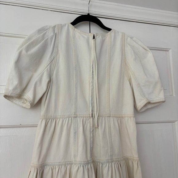 Ulla‎ Johnson Ames Denim Dress Whitewash Corset Empire Waist Puff Sleeve Size 4 - Picture 13 of 16